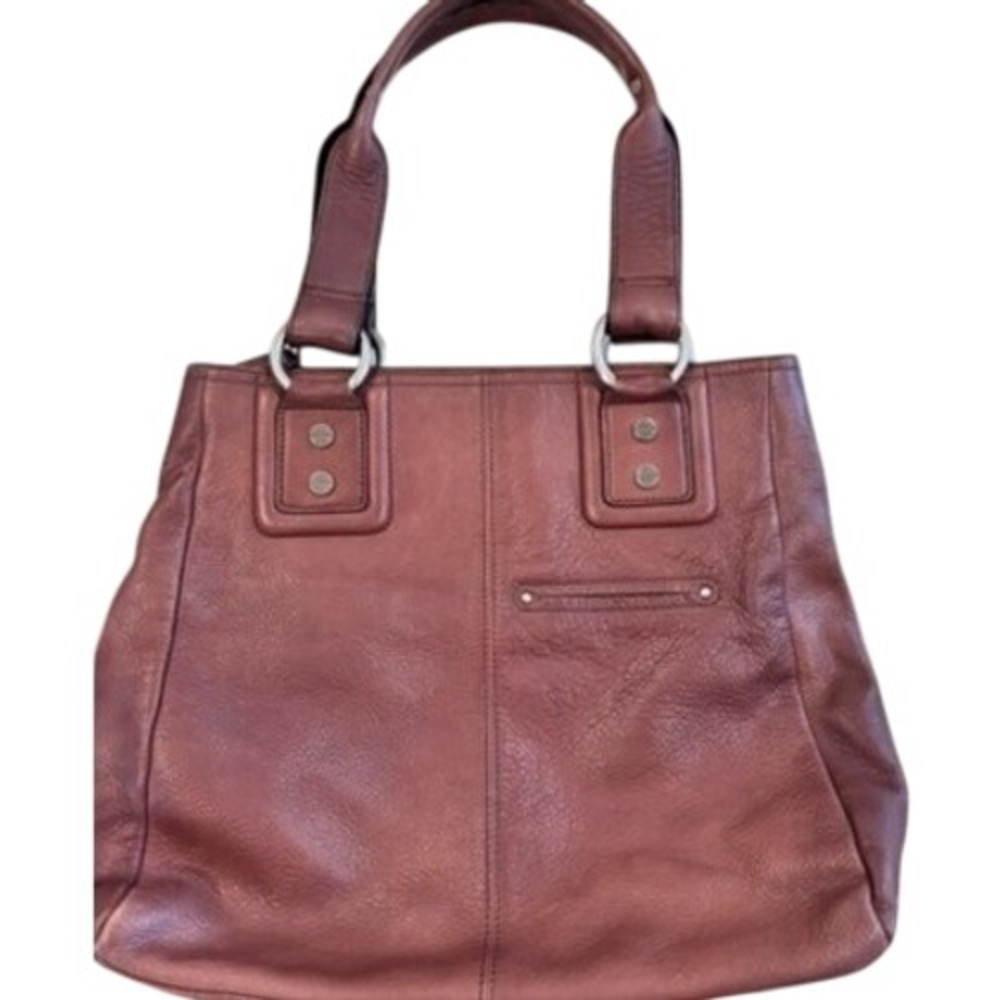 B Makowsky Vintage Cognac Brown Pebbled Leather Shoulder Bag Tote Silver - Picture 12 of 16